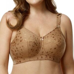 NEW Elila Jacquard Cushion Strap Softcup Bra 1305 Mocha w/ Rose Metal Adjusters
